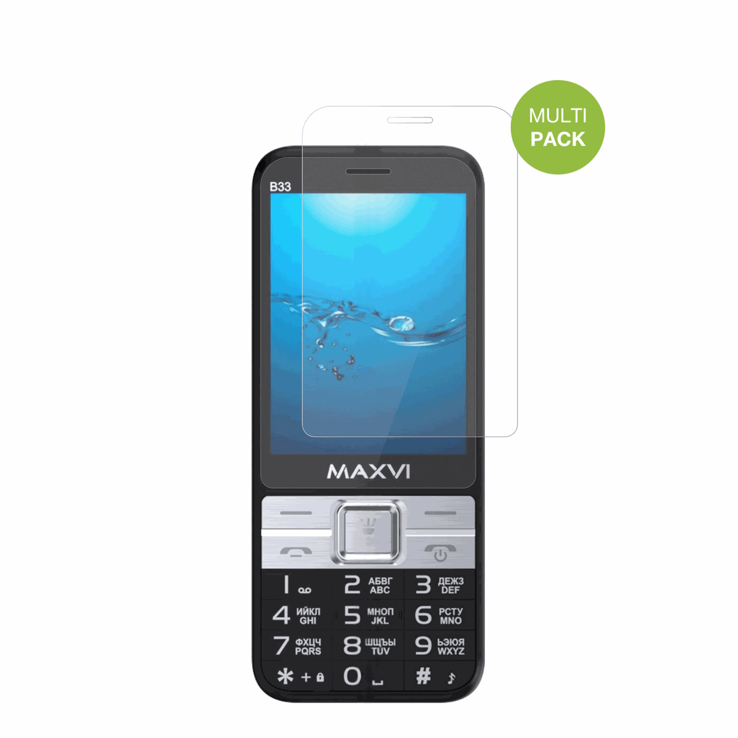 MaxviB33 mit aufgebrachter dipos Displayschutzfolie, die lästige Fingerabdrücke minimiert
