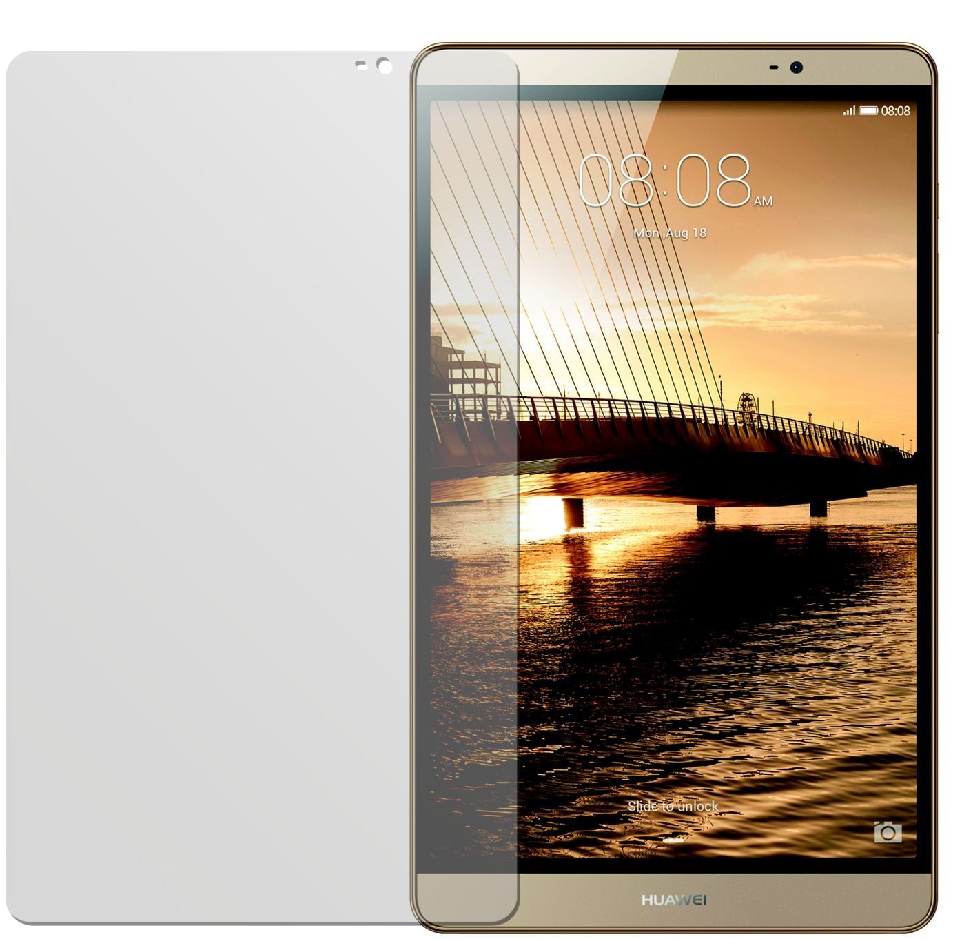 Mediapad M2 8.0Huawei mit aufgebrachter dipos Displayschutzfolie, die lästige Fingerabdrücke minimiert