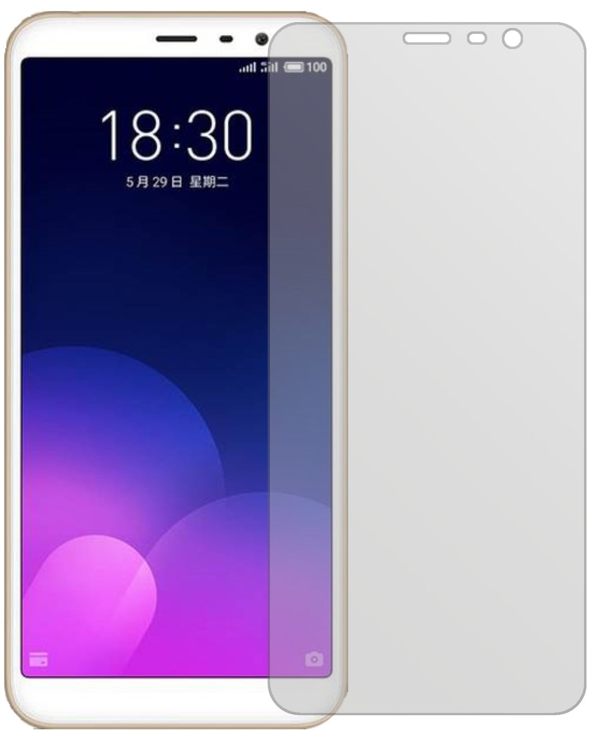 MeizuM6T mit aufgebrachter dipos Displayschutzfolie, die lästige Fingerabdrücke minimiert