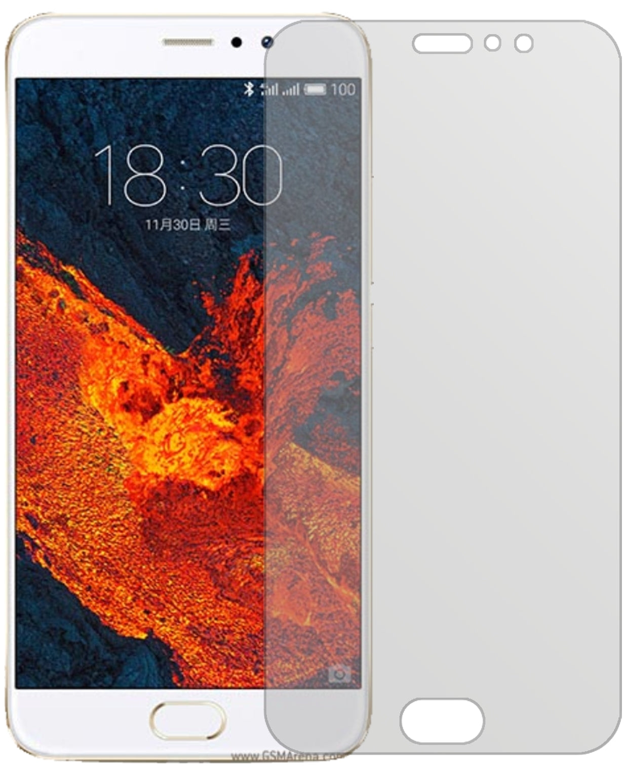MeizuPro 6 Plus mit aufgebrachter dipos Displayschutzfolie, die lästige Fingerabdrücke minimiert