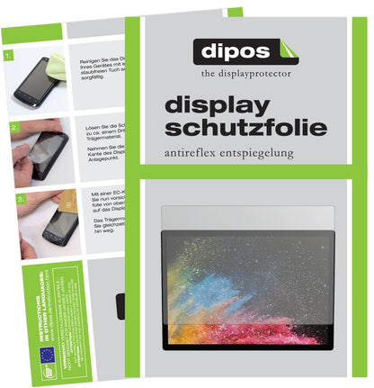 MicrosoftSurface Book 2 15 Zoll mit aufgebrachter dipos Displayschutzfolie, die lästige Fingerabdrücke minimiert