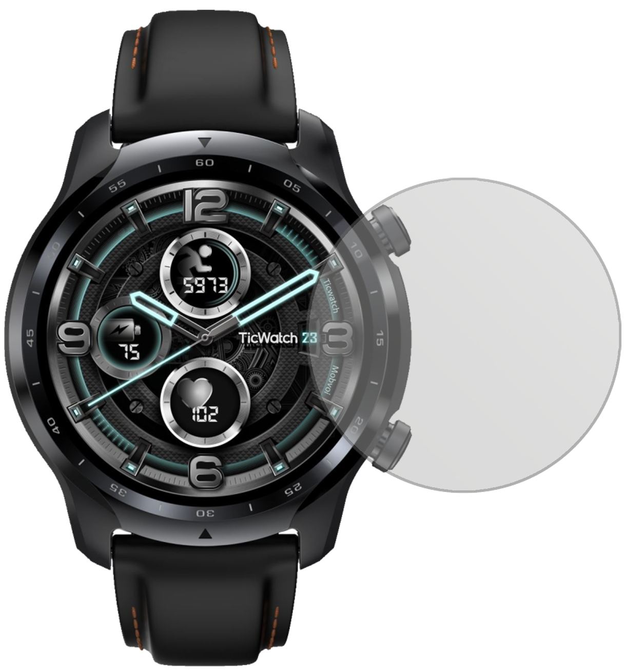 MobvoiTicWatch Pro 3 (47mm) mit aufgebrachter dipos Displayschutzfolie, die lästige Fingerabdrücke minimiert