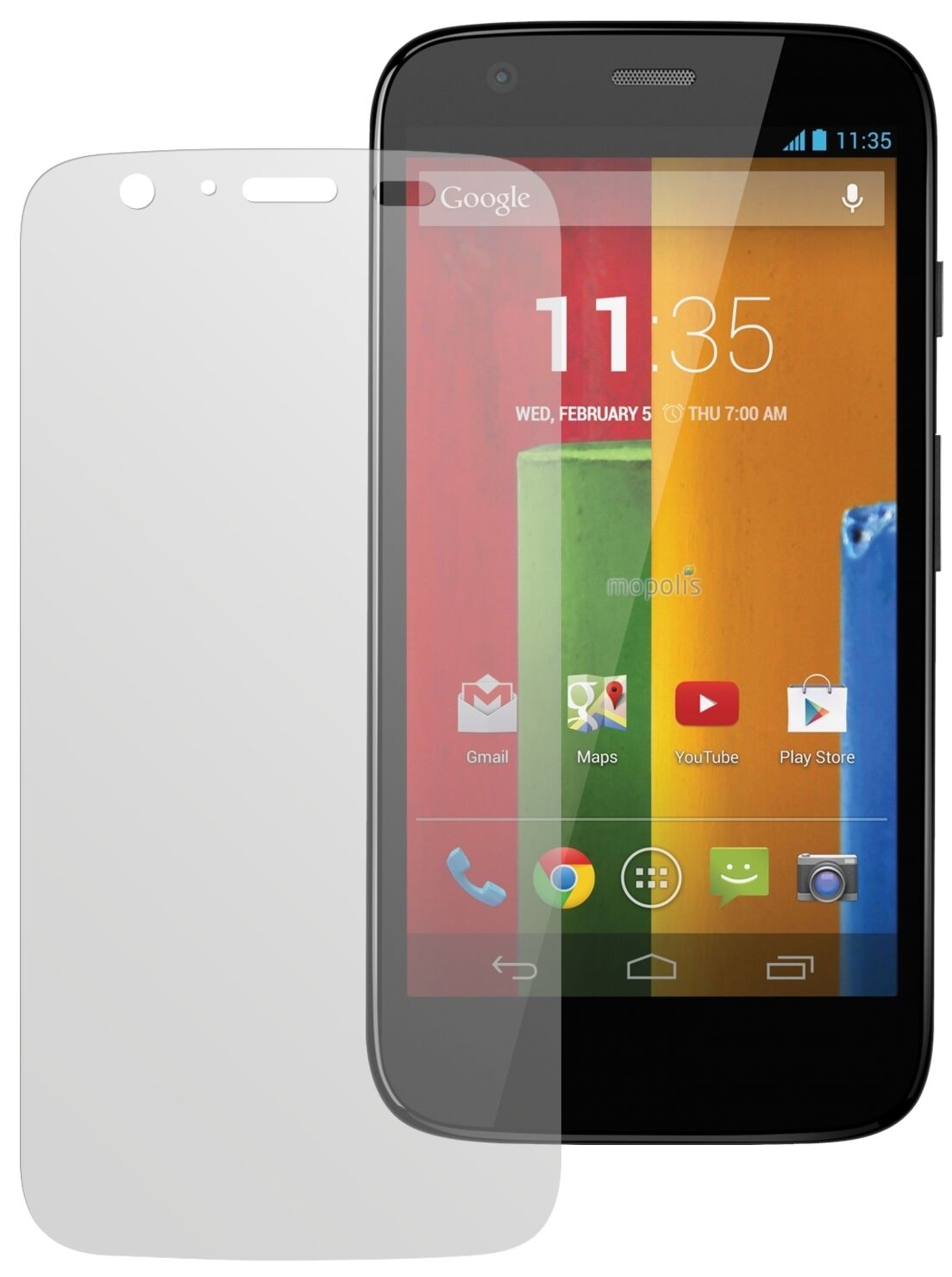 Moto GMotorola mit aufgebrachter dipos Displayschutzfolie, die lästige Fingerabdrücke minimiert