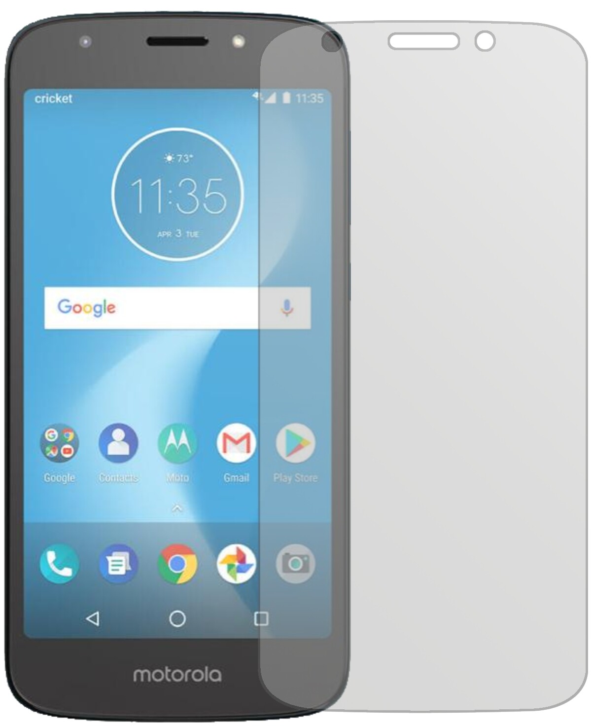 MotorolaMoto E5 Play SD427 mit aufgebrachter dipos Displayschutzfolie, die lästige Fingerabdrücke minimiert