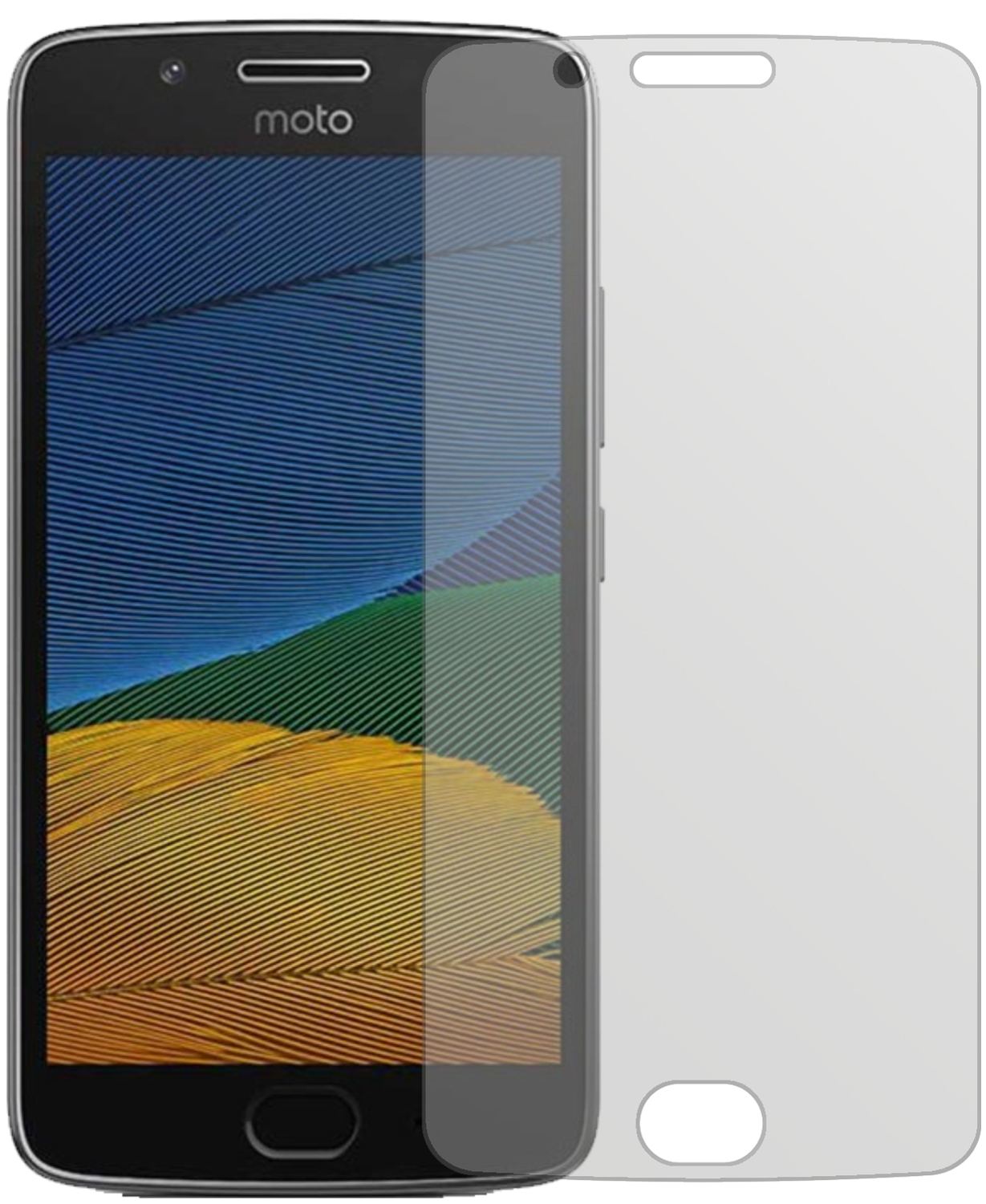 MotorolaMoto G5 Plus mit aufgebrachter dipos Displayschutzfolie, die lästige Fingerabdrücke minimiert
