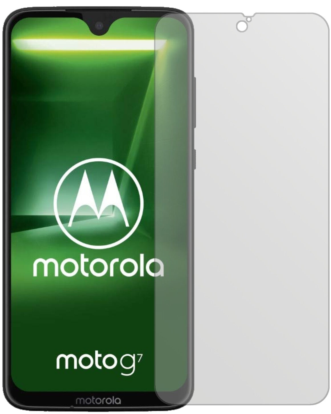 MotorolaMoto G7 mit aufgebrachter dipos Displayschutzfolie, die lästige Fingerabdrücke minimiert