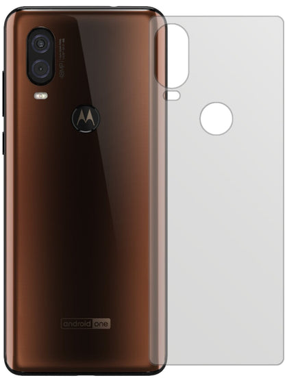 MotorolaP50 Rückseite mit aufgebrachter dipos Displayschutzfolie, die lästige Fingerabdrücke minimiert