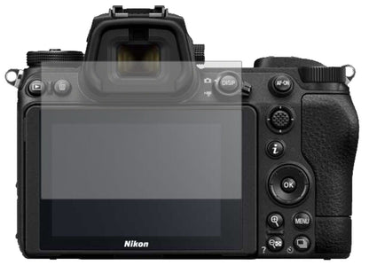 NikonZ7 II mit aufgebrachter dipos Displayschutzfolie, die lästige Fingerabdrücke minimiert