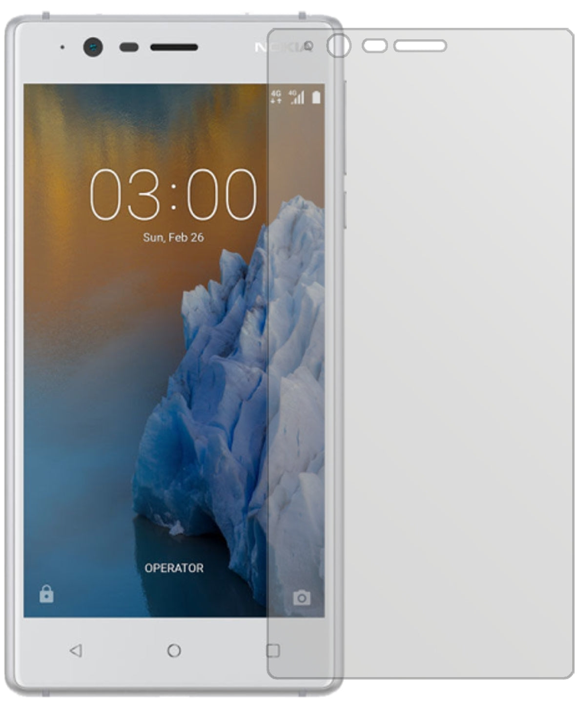 Nokia3 mit aufgebrachter dipos Displayschutzfolie, die lästige Fingerabdrücke minimiert