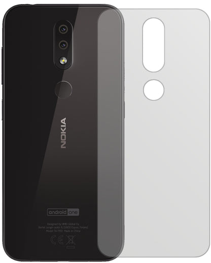 Nokia4.2 Rückseite mit aufgebrachter dipos Displayschutzfolie, die lästige Fingerabdrücke minimiert