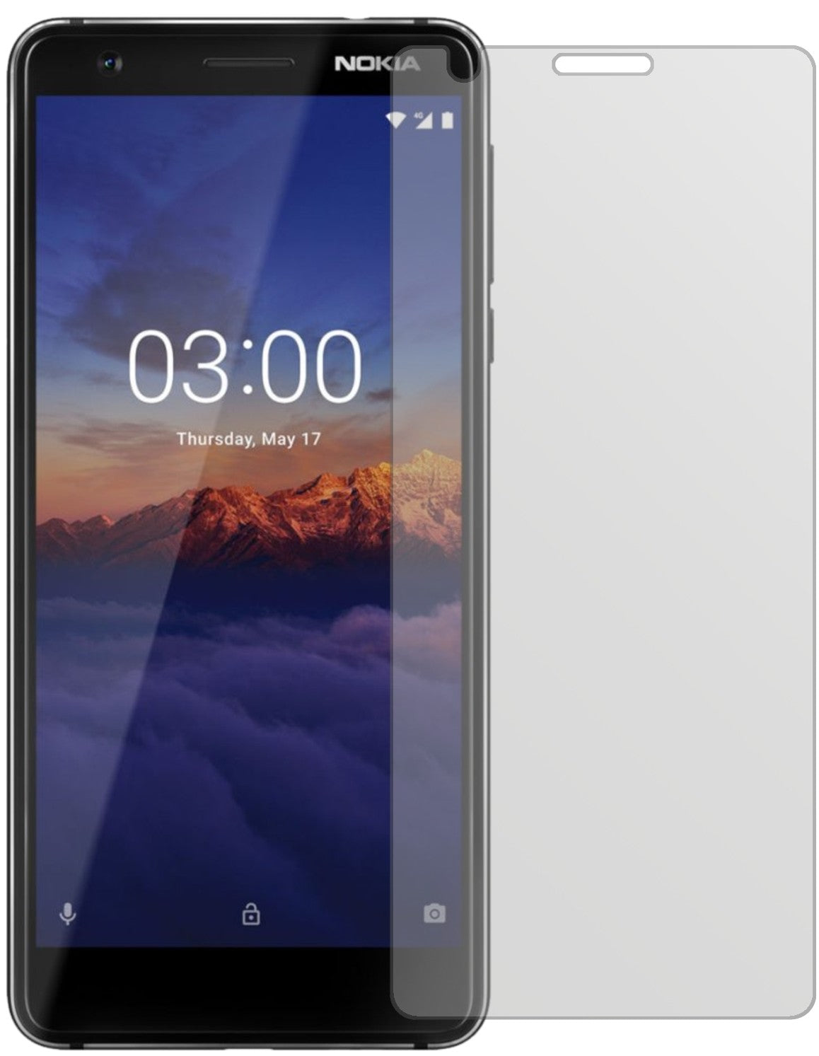 Nokia46025 mit aufgebrachter dipos Displayschutzfolie, die lästige Fingerabdrücke minimiert