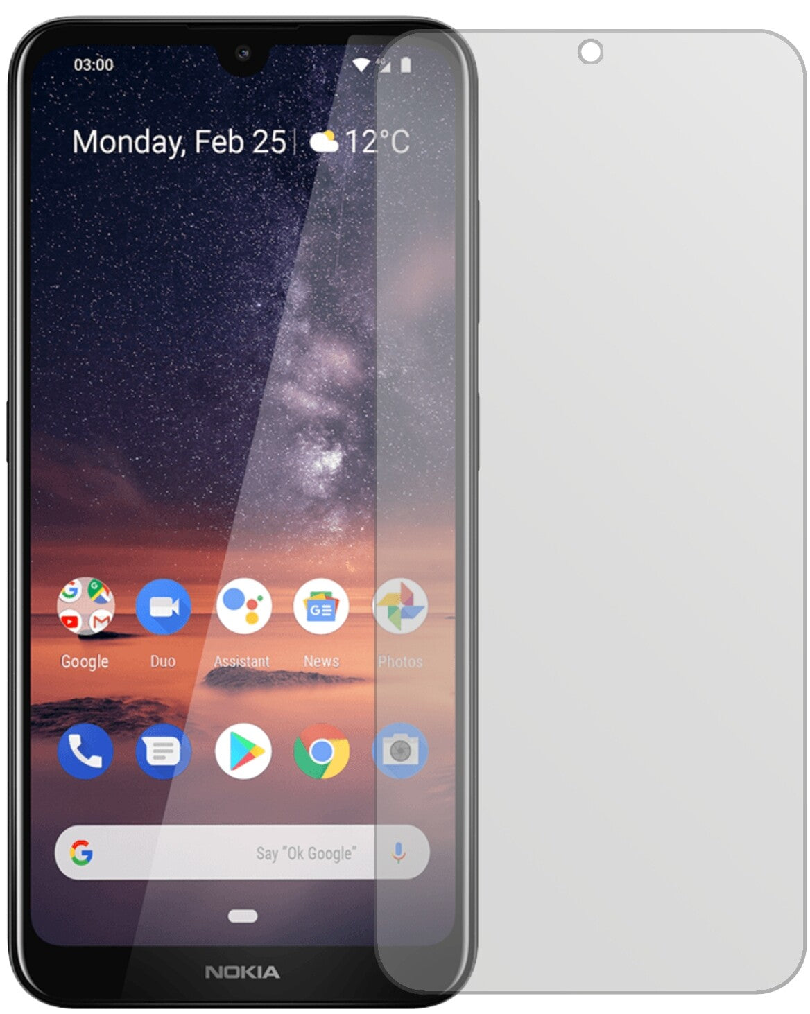 Nokia46056 mit aufgebrachter dipos Displayschutzfolie, die lästige Fingerabdrücke minimiert