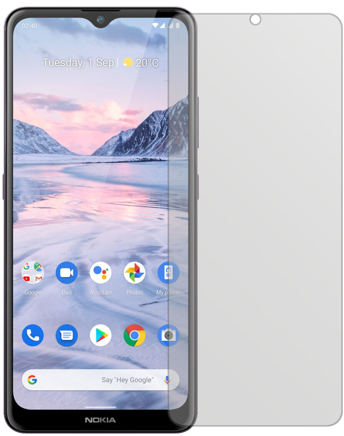 Nokia46114 mit aufgebrachter dipos Displayschutzfolie, die lästige Fingerabdrücke minimiert