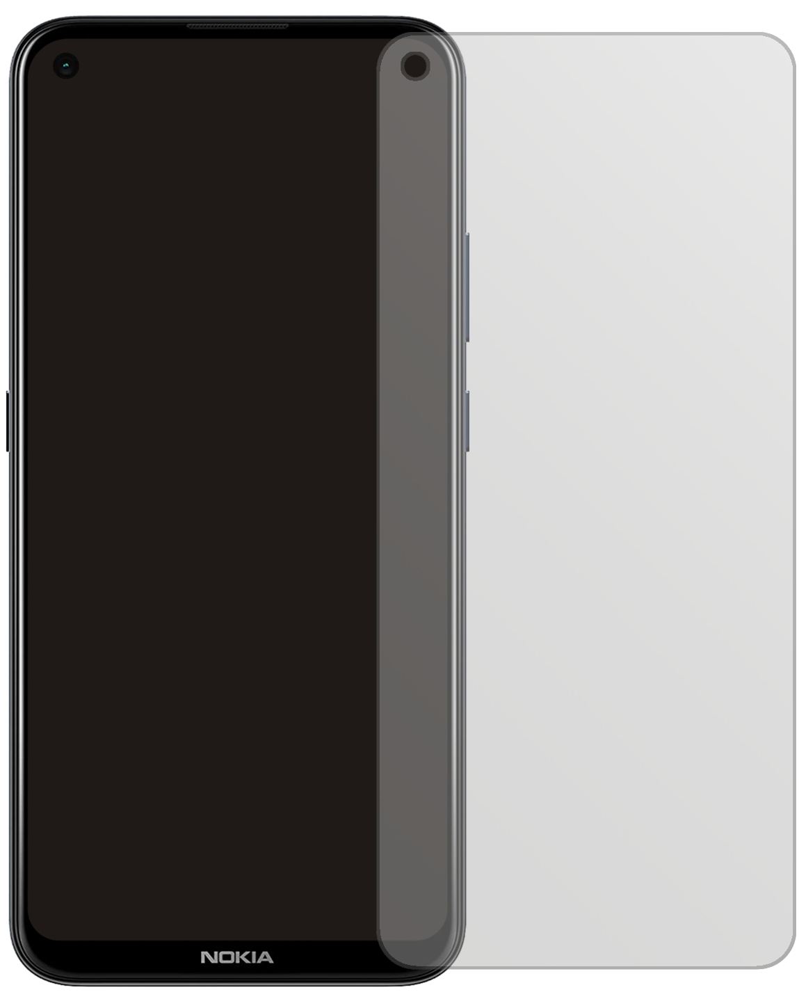 Nokia46117 mit aufgebrachter dipos Displayschutzfolie, die lästige Fingerabdrücke minimiert