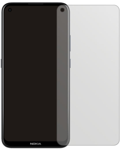 Nokia46117 mit aufgebrachter dipos Displayschutzfolie, die lästige Fingerabdrücke minimiert