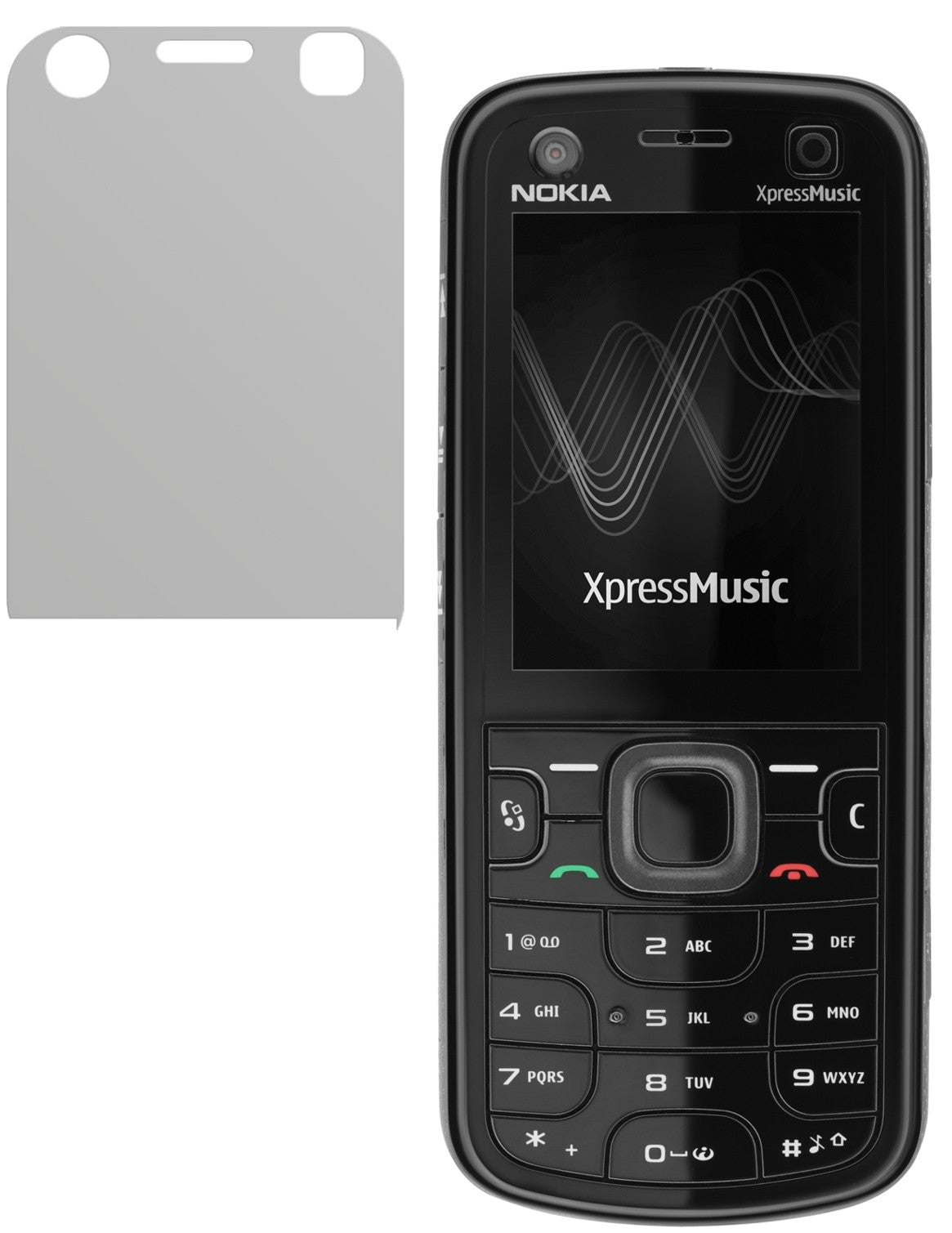 Nokia5320 mit aufgebrachter dipos Displayschutzfolie, die lästige Fingerabdrücke minimiert