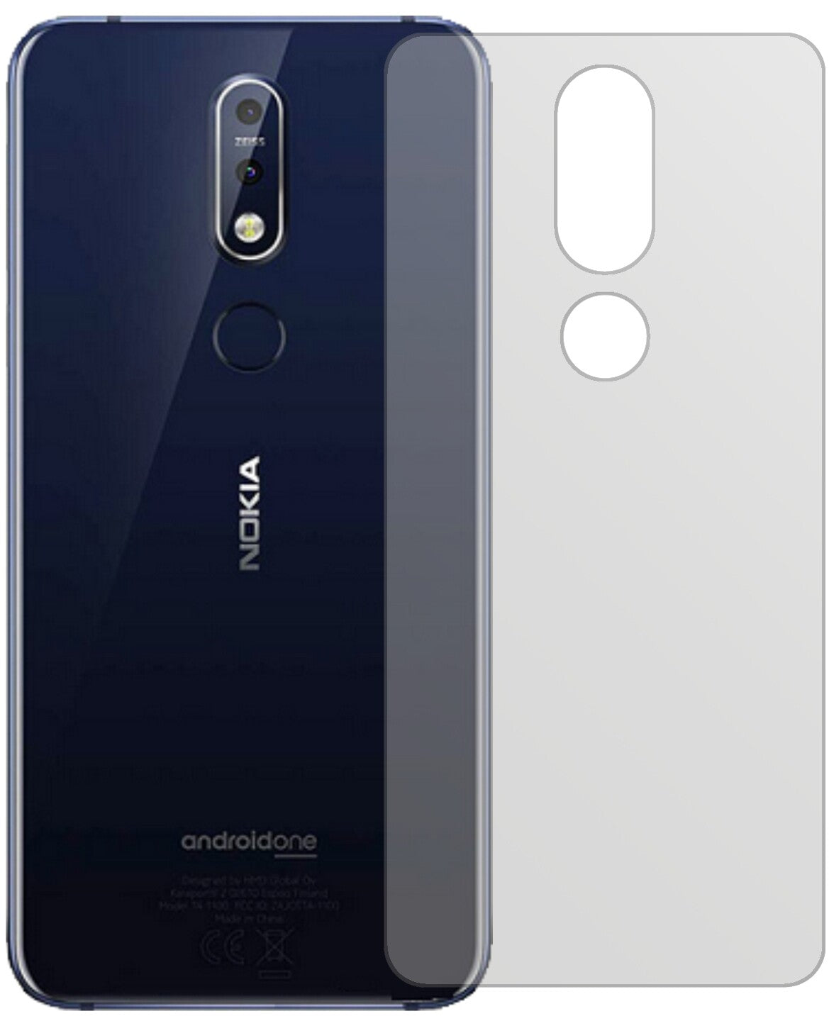 NokiaX7 (2018) Rückseite mit aufgebrachter dipos Displayschutzfolie, die lästige Fingerabdrücke minimiert