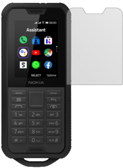 Nokia800 Tough mit aufgebrachter dipos Displayschutzfolie, die lästige Fingerabdrücke minimiert