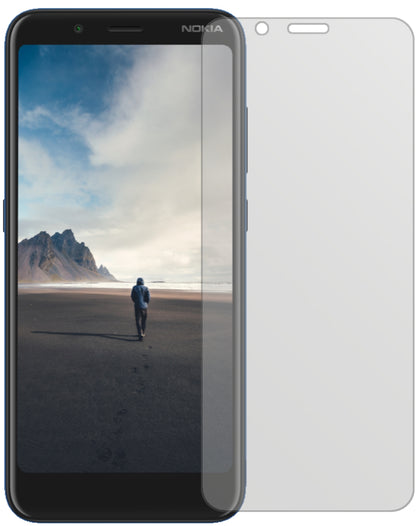 NokiaC2 Tennen mit aufgebrachter dipos Displayschutzfolie, die lästige Fingerabdrücke minimiert