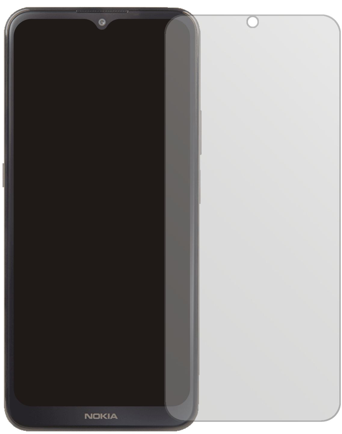 NokiaG300 mit aufgebrachter dipos Displayschutzfolie, die lästige Fingerabdrücke minimiert