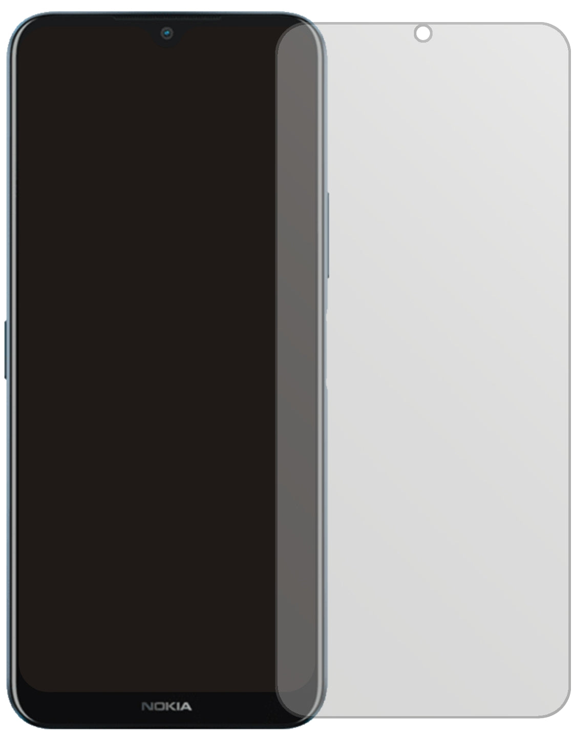NokiaG50 mit aufgebrachter dipos Displayschutzfolie, die lästige Fingerabdrücke minimiert