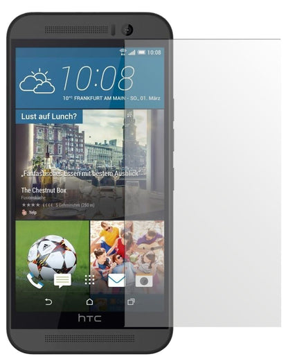 One M9HTC mit aufgebrachter dipos Displayschutzfolie, die lästige Fingerabdrücke minimiert