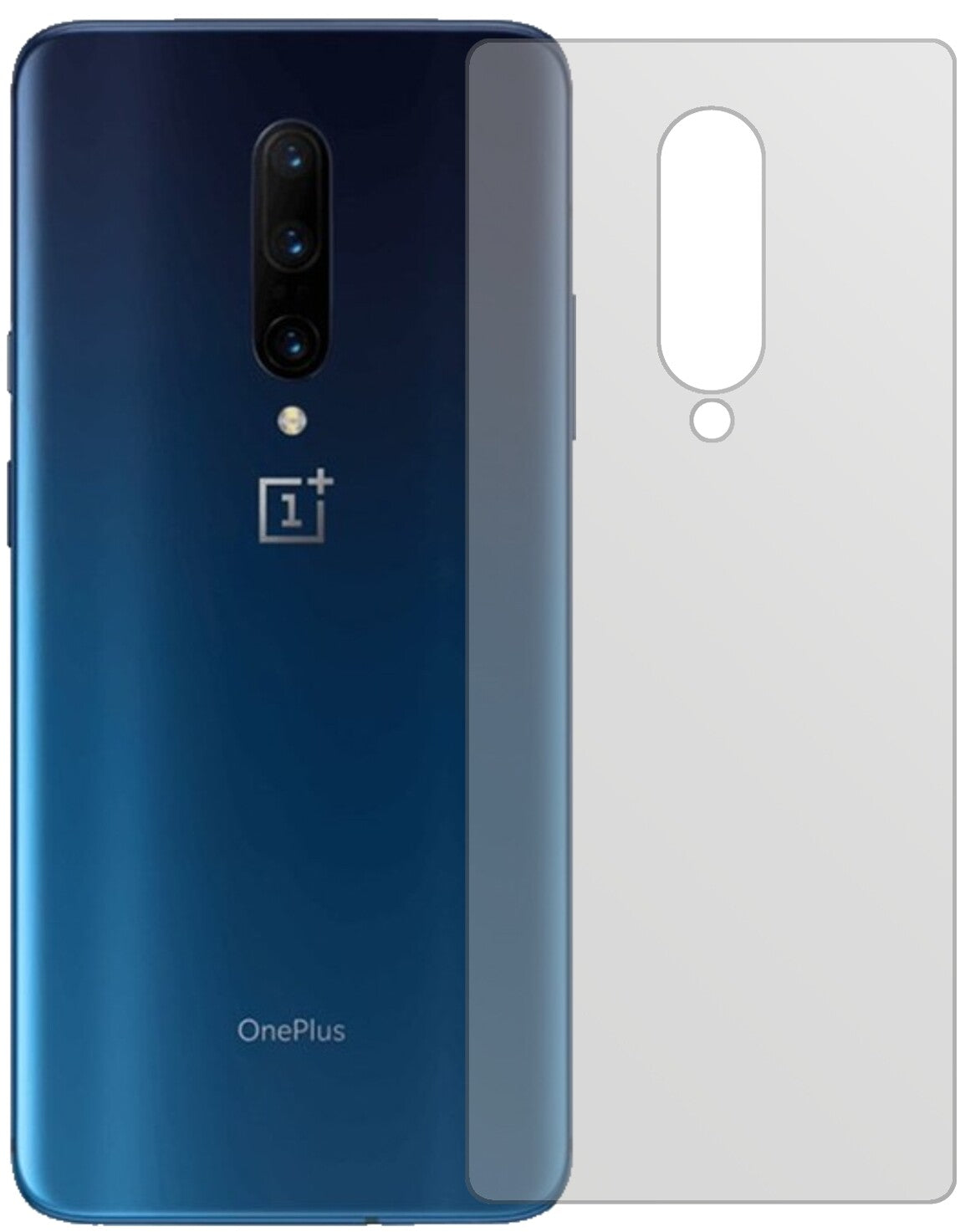 OnePlus7 Pro Rückseite mit aufgebrachter dipos Displayschutzfolie, die lästige Fingerabdrücke minimiert