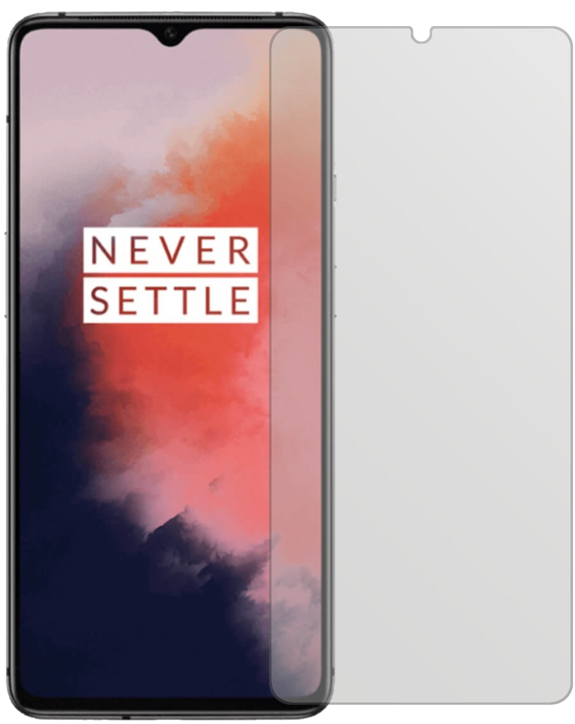 OnePlus7T mit aufgebrachter dipos Displayschutzfolie, die lästige Fingerabdrücke minimiert
