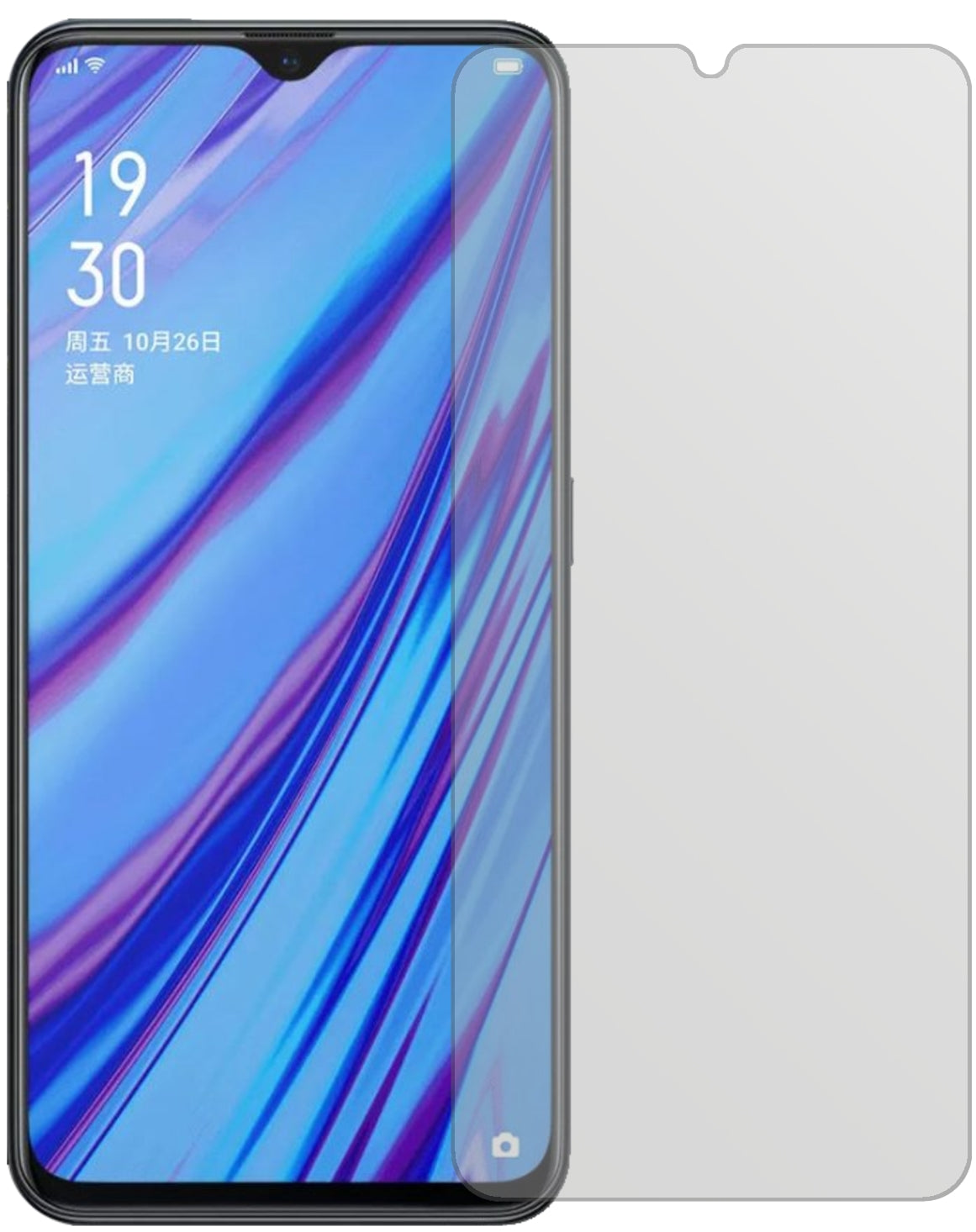 OppoA9x mit aufgebrachter dipos Displayschutzfolie, die lästige Fingerabdrücke minimiert
