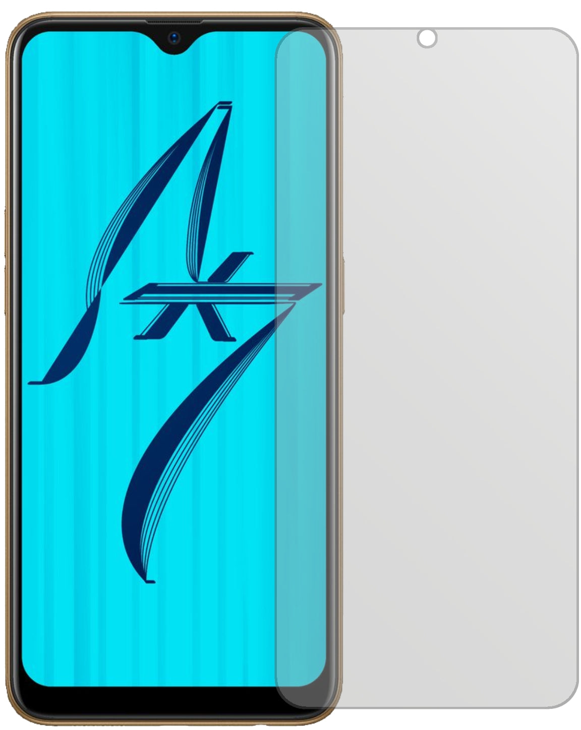 OppoAX7 mit aufgebrachter dipos Displayschutzfolie, die lästige Fingerabdrücke minimiert