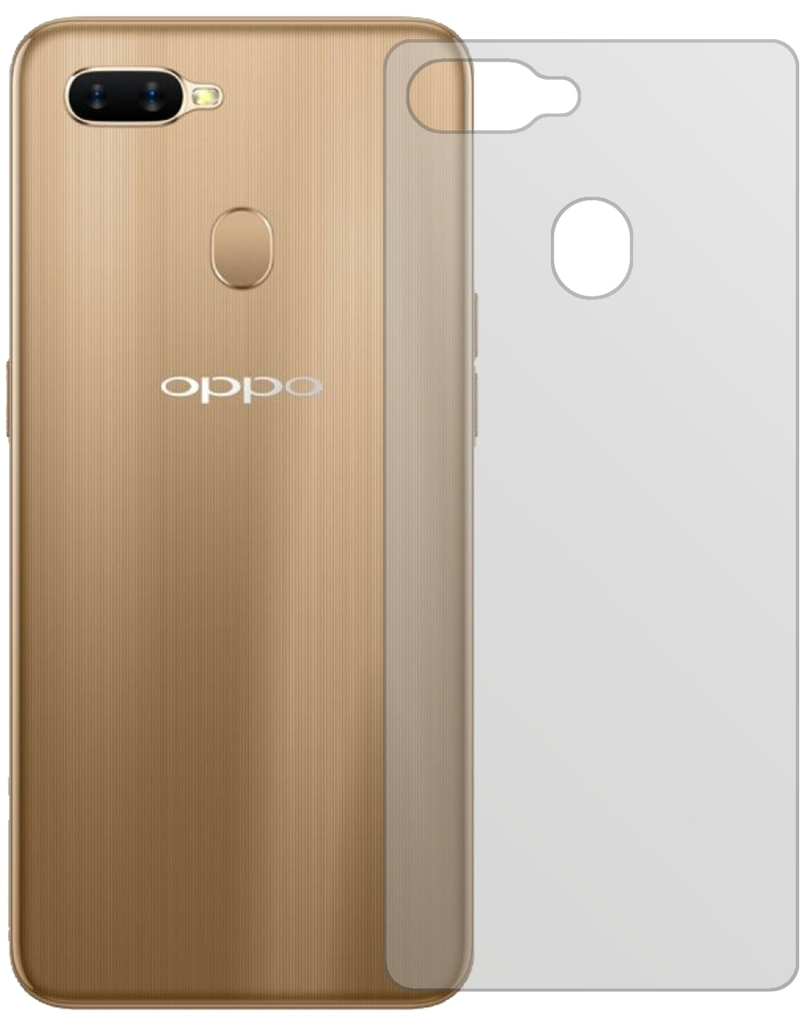 OppoAX7 Rückseite mit aufgebrachter dipos Displayschutzfolie, die lästige Fingerabdrücke minimiert