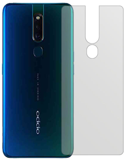 OppoF11 Pro Rückseite mit aufgebrachter dipos Displayschutzfolie, die lästige Fingerabdrücke minimiert
