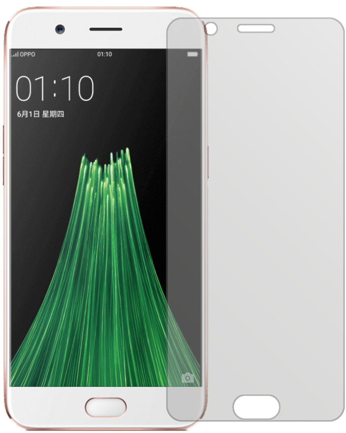 OppoR11 Plus mit aufgebrachter dipos Displayschutzfolie, die lästige Fingerabdrücke minimiert