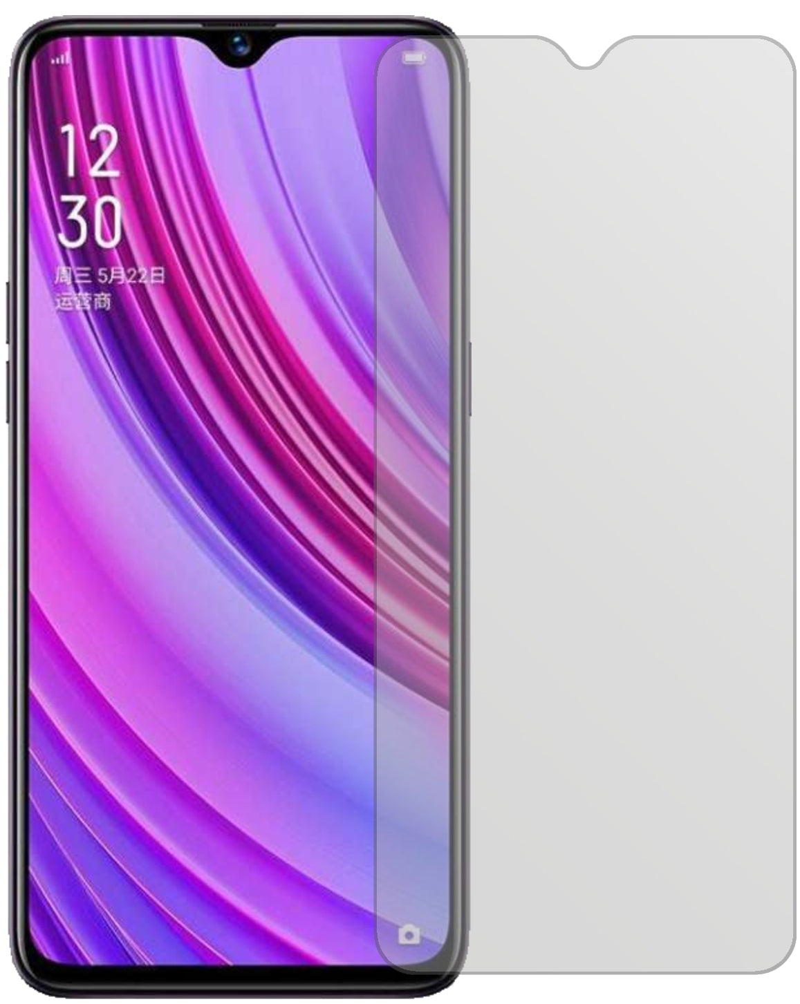 OppoRealme X Lite mit aufgebrachter dipos Displayschutzfolie, die lästige Fingerabdrücke minimiert