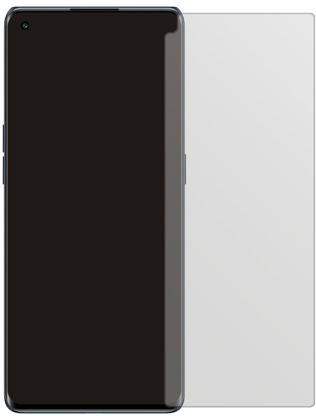 OppoReno6 Pro Plus mit aufgebrachter dipos Displayschutzfolie, die lästige Fingerabdrücke minimiert
