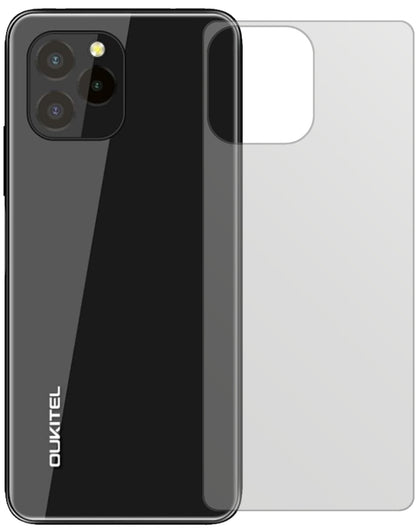 OukitelC21 Pro Rückseite mit aufgebrachter dipos Displayschutzfolie, die lästige Fingerabdrücke minimiert