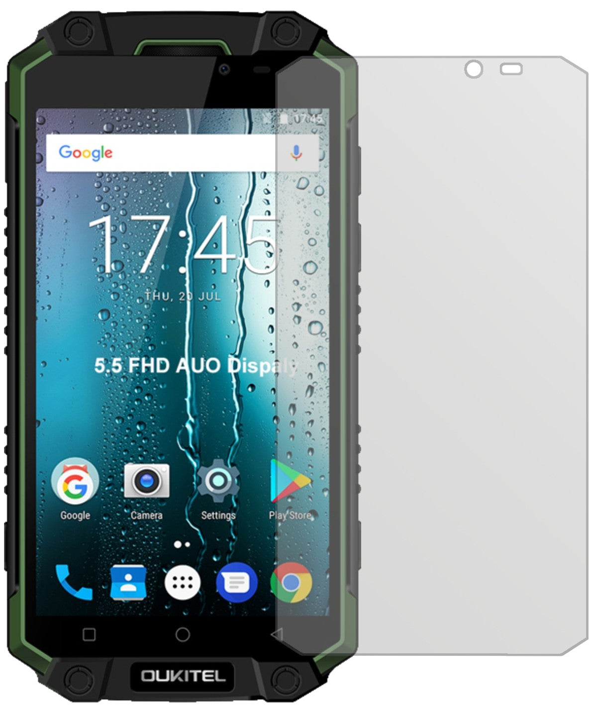 OukitelK10000 Max mit aufgebrachter dipos Displayschutzfolie, die lästige Fingerabdrücke minimiert
