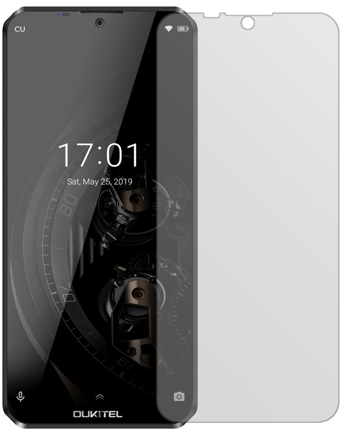 OukitelK12 mit aufgebrachter dipos Displayschutzfolie, die lästige Fingerabdrücke minimiert