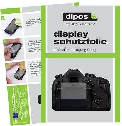PanasonicLUMIX DMC-FZ1000EG mit aufgebrachter dipos Displayschutzfolie, die lästige Fingerabdrücke minimiert