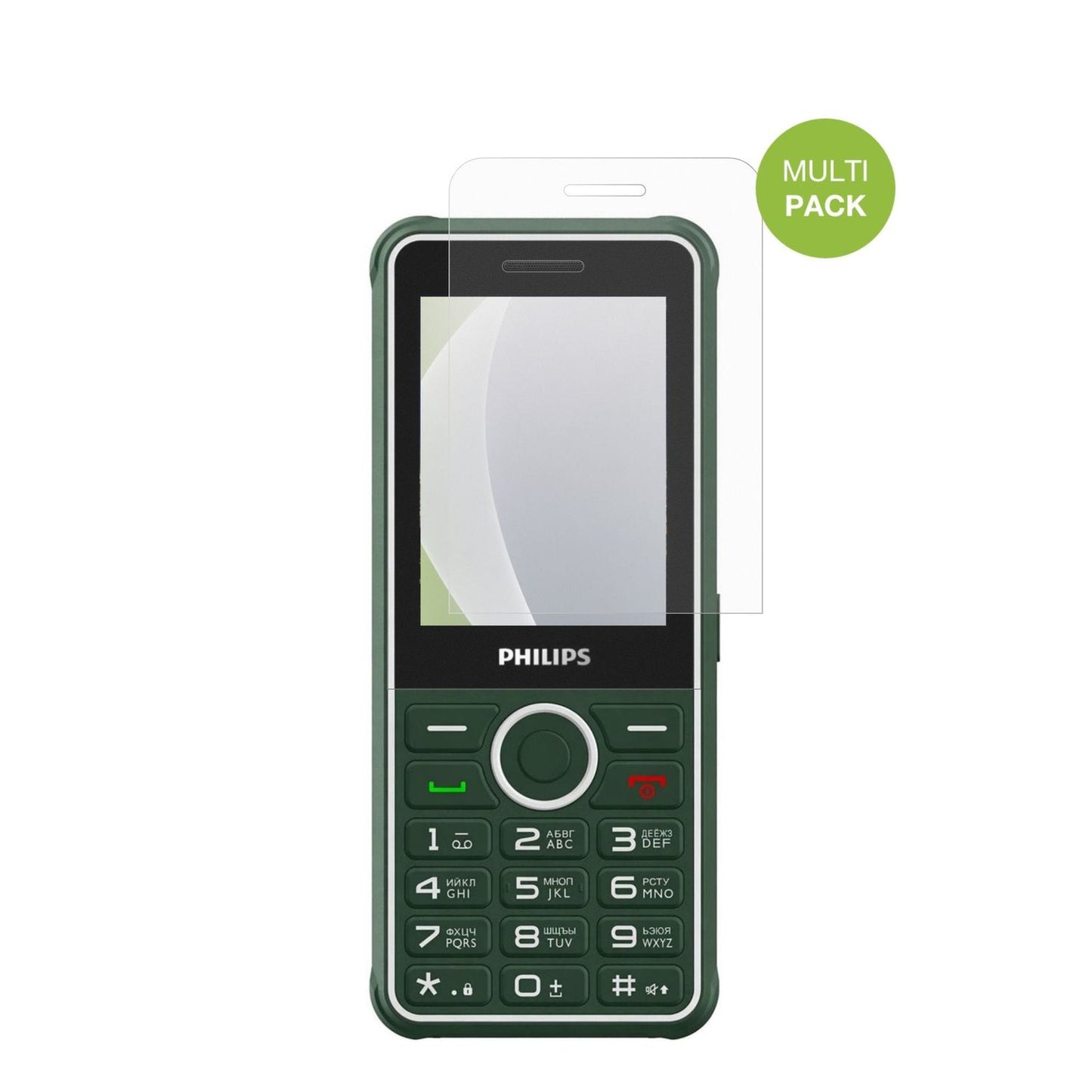 PhilipsXenium E2301 mit aufgebrachter dipos Displayschutzfolie, die lästige Fingerabdrücke minimiert