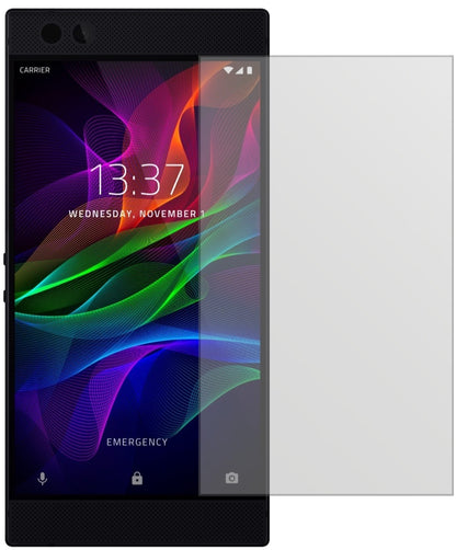RazerPhone mit aufgebrachter dipos Displayschutzfolie, die lästige Fingerabdrücke minimiert