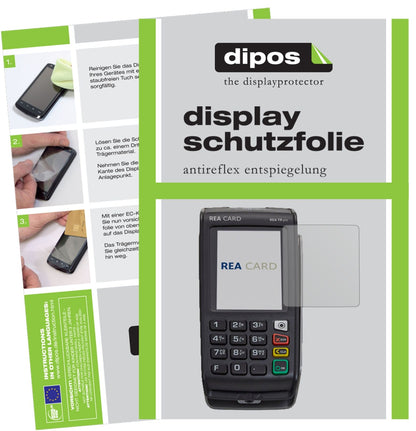 REA CARDT9 pro Terminal mit aufgebrachter dipos Displayschutzfolie, die lästige Fingerabdrücke minimiert