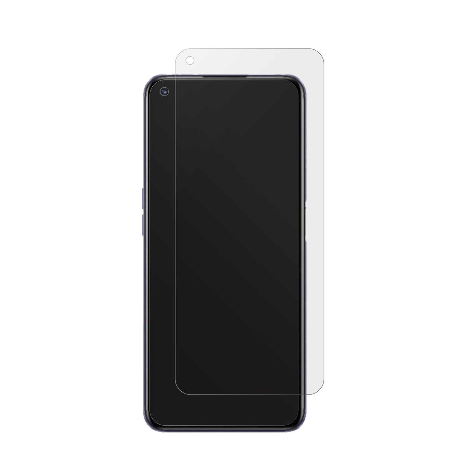 RealmeQ3S mit aufgebrachter dipos Displayschutzfolie, die lästige Fingerabdrücke minimiert