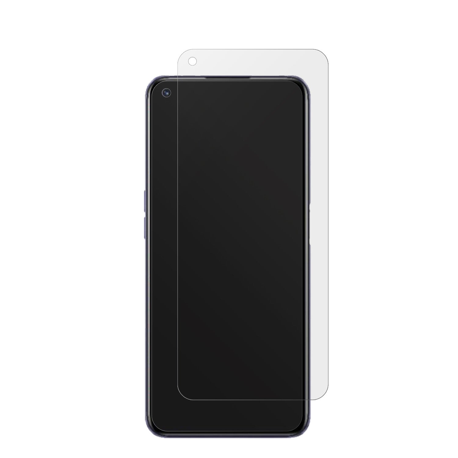 RealmeQ3S mit aufgebrachter dipos Displayschutzfolie, die lästige Fingerabdrücke minimiert