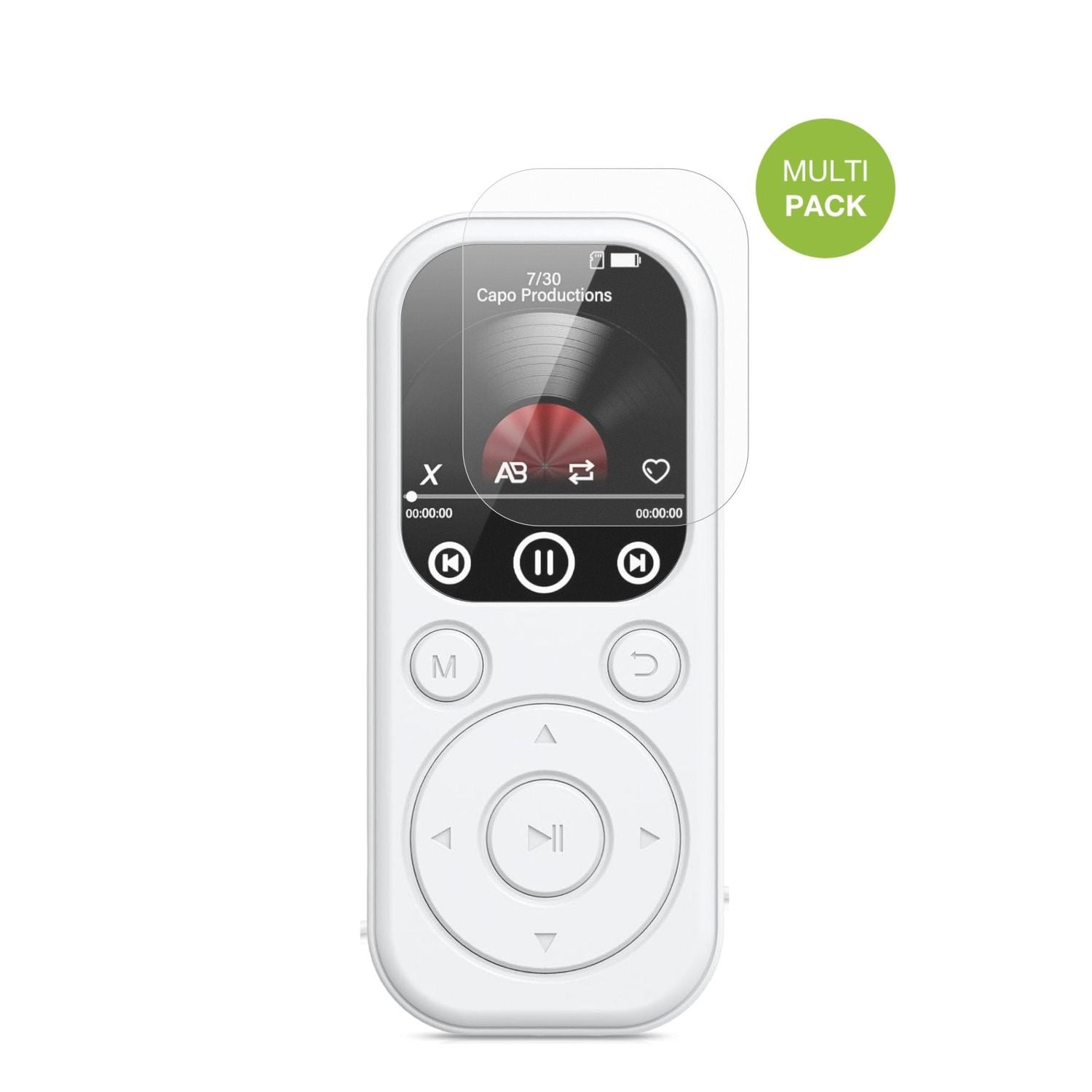 RWSRWMP301-BS MP3-Player mit aufgebrachter dipos Displayschutzfolie, die lästige Fingerabdrücke minimiert