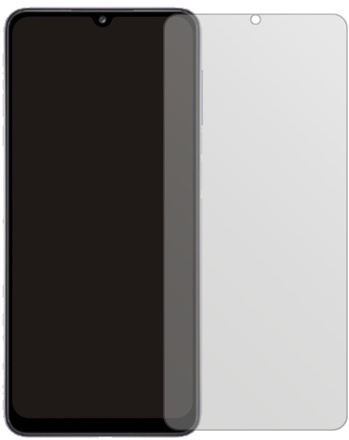 SamsungGalaxy A32 5G mit aufgebrachter dipos Displayschutzfolie, die lästige Fingerabdrücke minimiert