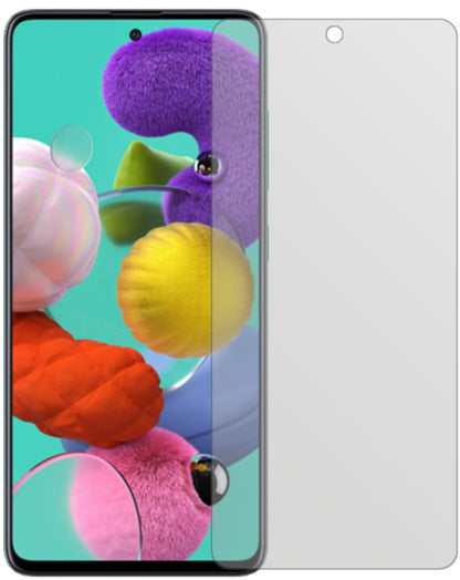 SamsungGalaxy A71 mit aufgebrachter dipos Displayschutzfolie, die lästige Fingerabdrücke minimiert