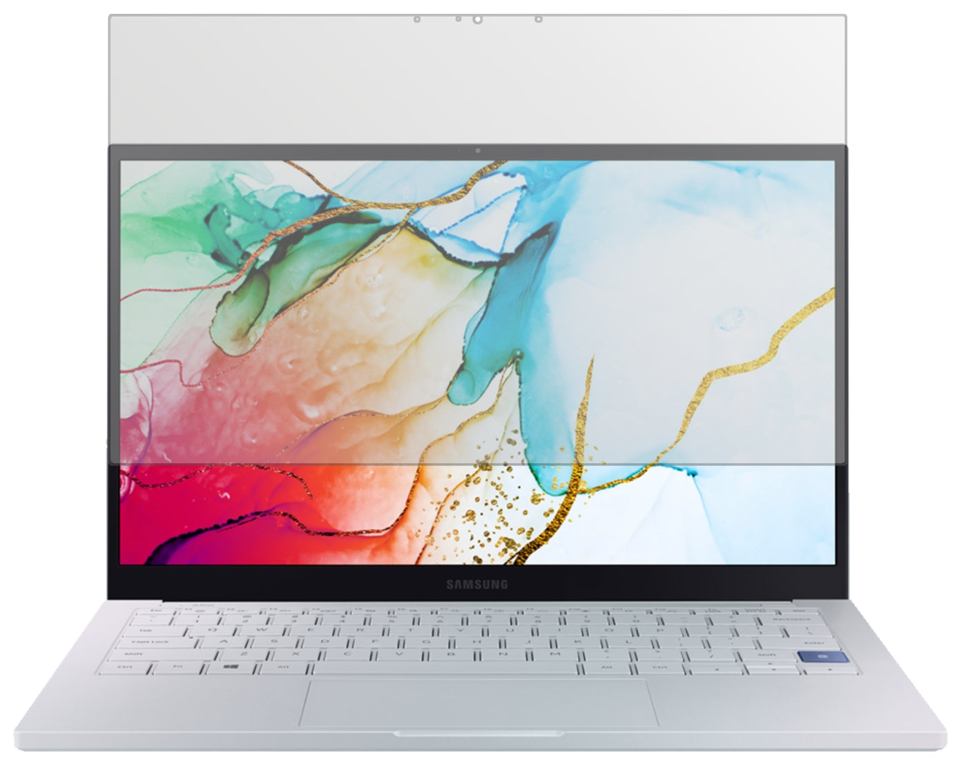 SamsungGalaxy Book Ion 13.3 Zoll mit aufgebrachter dipos Displayschutzfolie, die lästige Fingerabdrücke minimiert