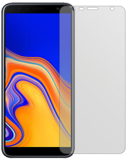 SamsungGalaxy J6 Plus (2018) mit aufgebrachter dipos Displayschutzfolie, die lästige Fingerabdrücke minimiert