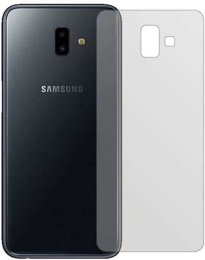 SamsungGalaxy J6 Plus (2018) Rückseite mit aufgebrachter dipos Displayschutzfolie, die lästige Fingerabdrücke minimiert